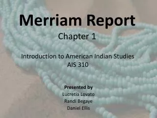 Merriam Report Chapter 1