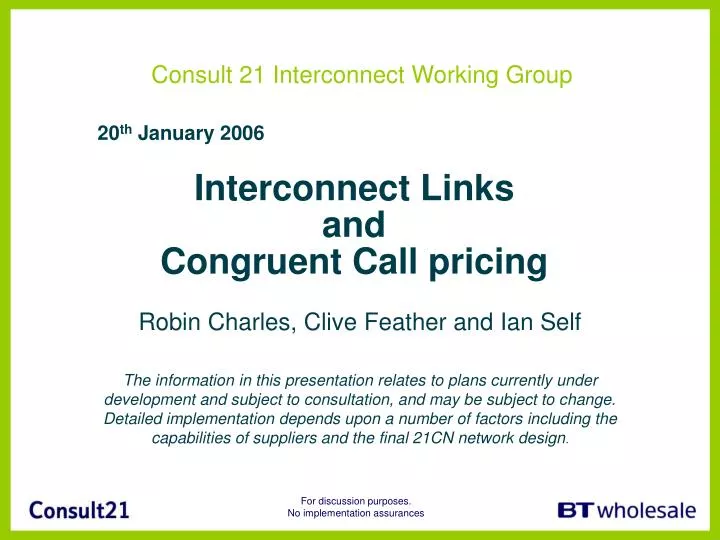 interconnect links and congruent call pricing