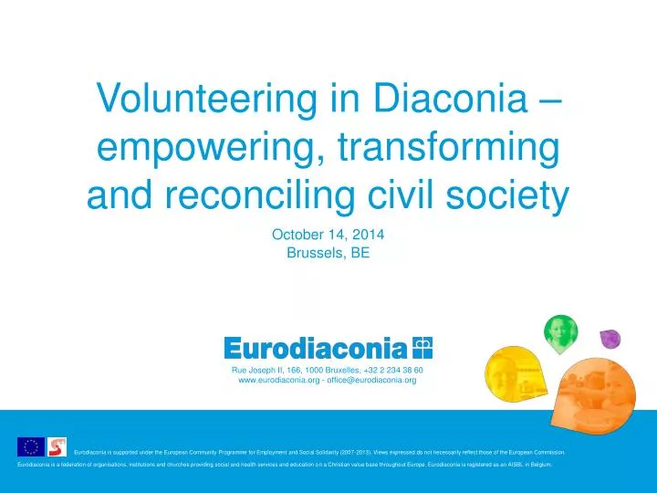 volunteering in diaconia empowering transforming and reconciling civil society