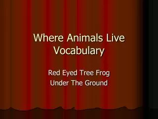 Where Animals Live Vocabulary