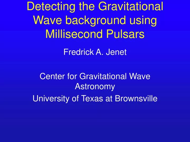 detecting the gravitational wave background using millisecond pulsars
