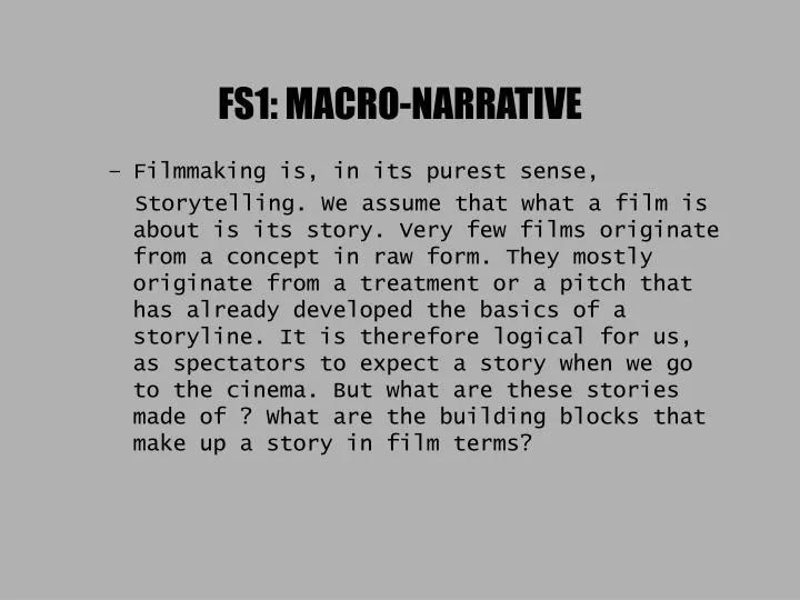 fs1 macro narrative
