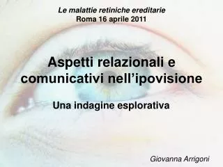 aspetti relazionali e comunicativi nell ipovisione