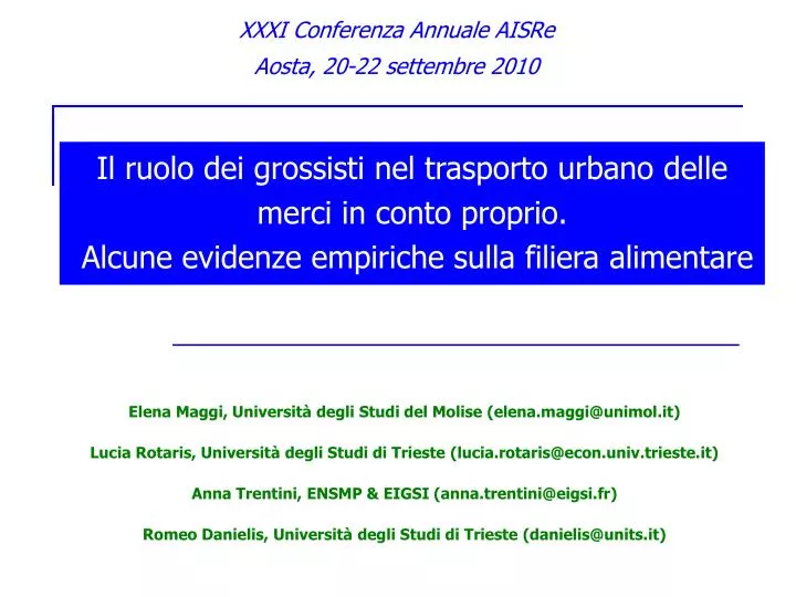 xxxi conferenza annuale aisre aosta 20 22 settembre 2010