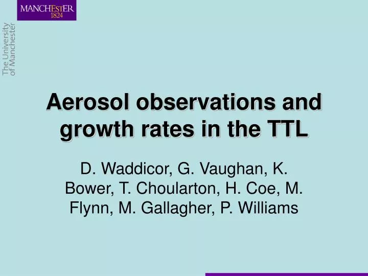 aerosol observations and growth rates in the ttl