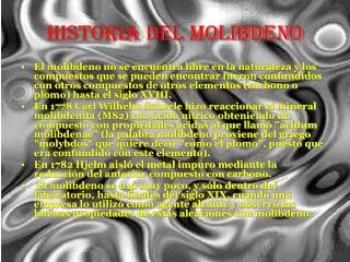 historia del molibdeno
