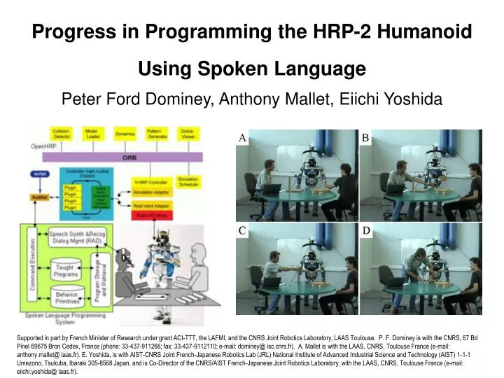 progress in programming the hrp 2 humanoid using spoken language
