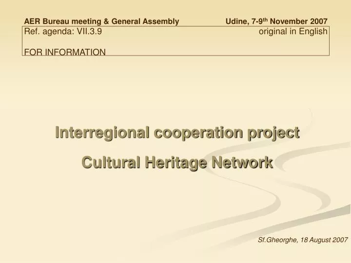 interregional cooperation project cultural heritage network