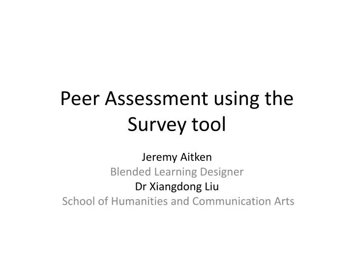 peer assessment using the survey tool