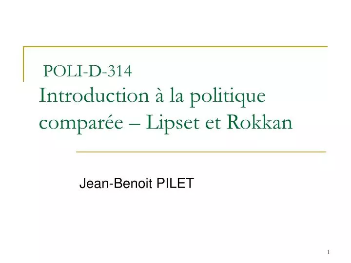 poli d 314 introduction la politique compar e lipset et rokkan