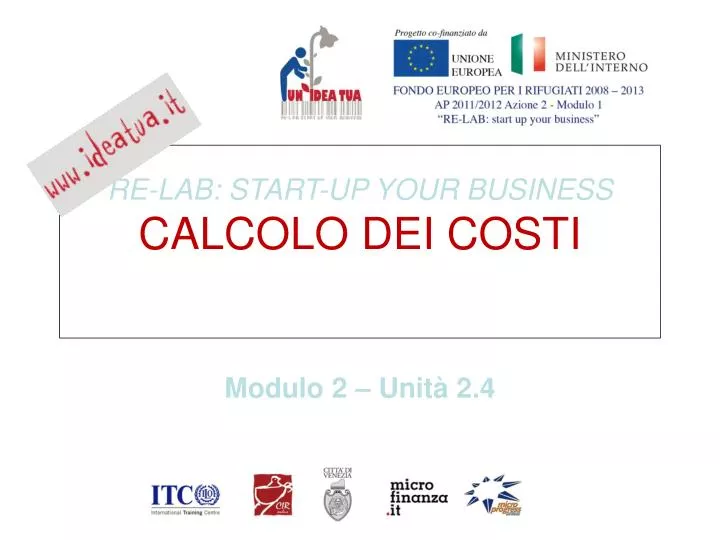 re lab start up your business calcolo dei costi