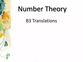 Number Theory