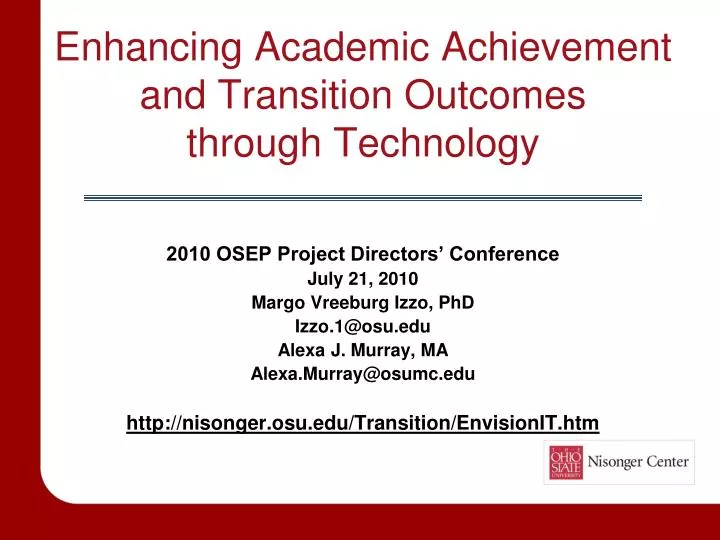 enhancing academic achievement and transition outcomes through technology