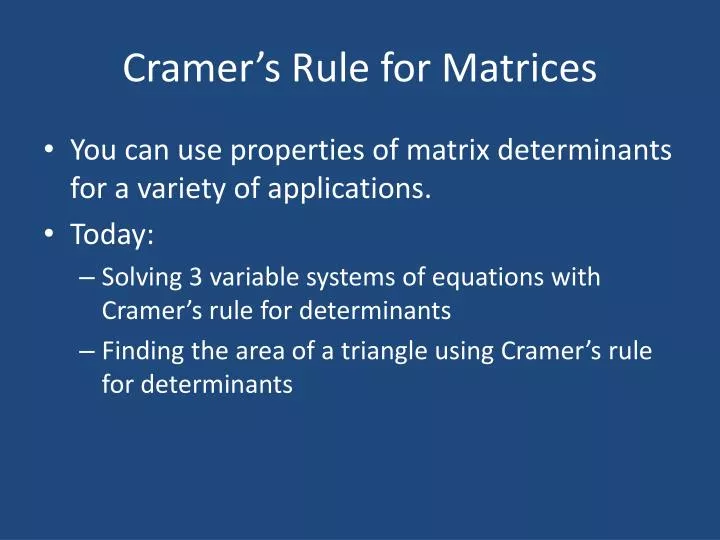 cramer s rule for matrices