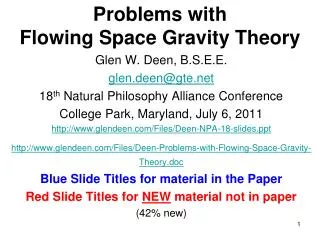 Problems with Flowing Space Gravity Theory
