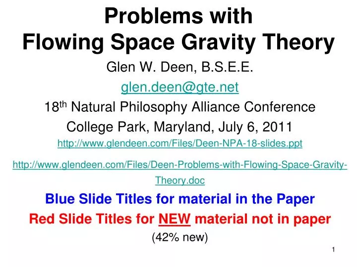 problems with flowing space gravity theory