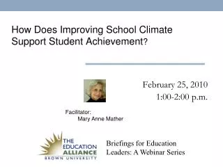 How Does Improving School Climate Support Student Achievement ?