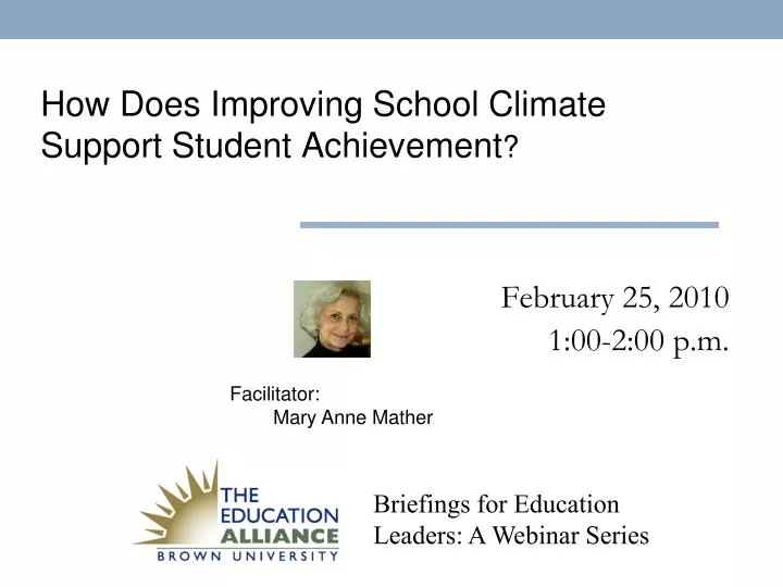 how does improving school climate support student achievement
