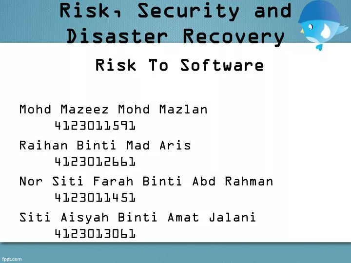risk security and disaster recovery