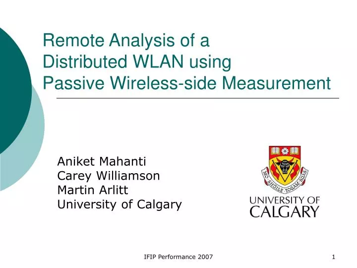 remote analysis of a distributed wlan using passive wireless side measurement
