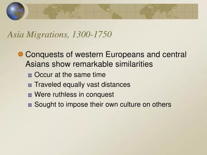 asia migrations 1300 1750