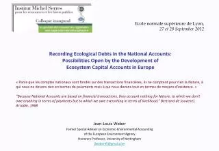 Jean-Louis Weber Former Special Adviser on Economic-Environmental Accounting