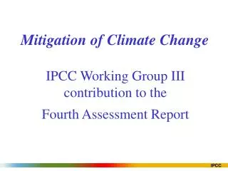 Mitigation of Climate Change