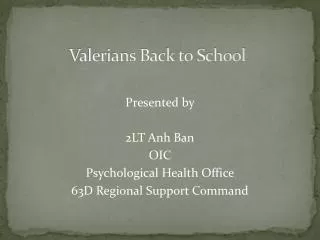 Valerians Back to School