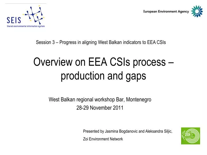 overview on eea csis process production and gaps