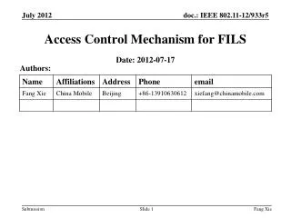 Access Control Mechanism for FILS