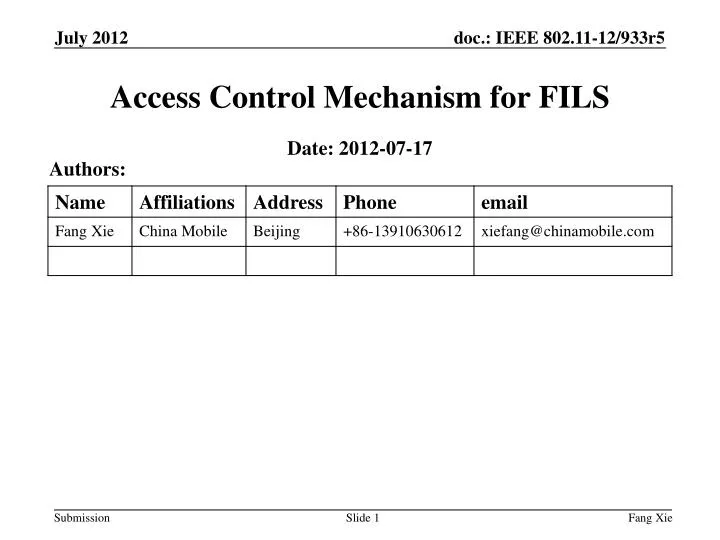 access control mechanism for fils