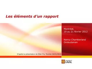 les l ments d un rapport