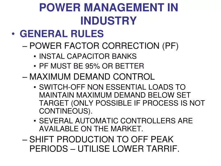 power management in industry
