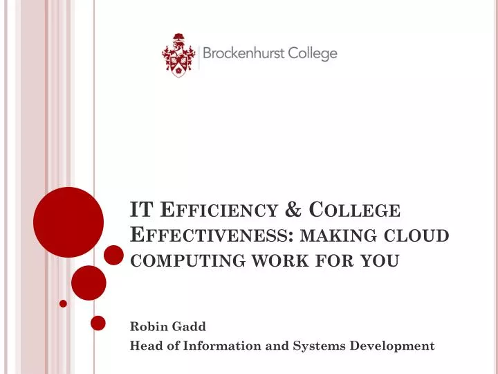 it efficiency college effectiveness making cloud computing work for you