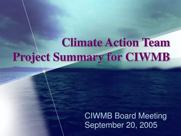 climate action team project summary for ciwmb