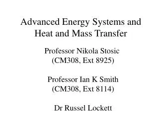 Advanced Energy Systems and Heat and Mass Transfer