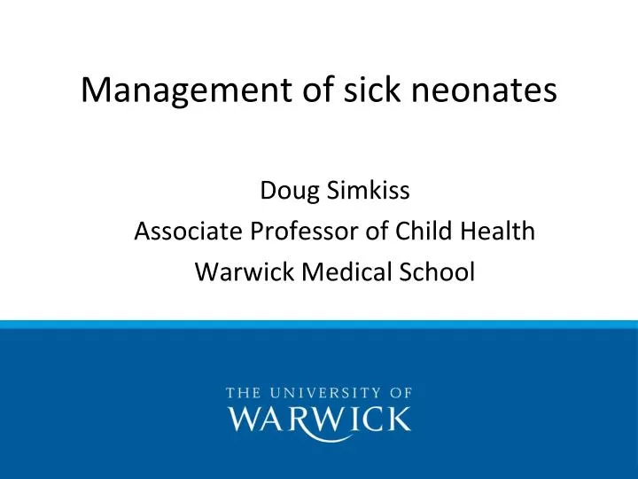 management of sick neonates