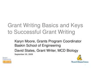 Grant Writing Basics and Keys to Successful Grant Writing