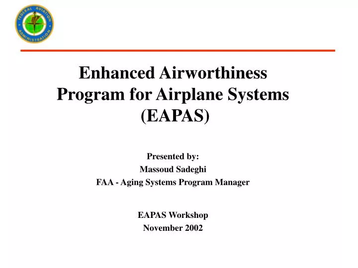 enhanced airworthiness program for airplane systems eapas