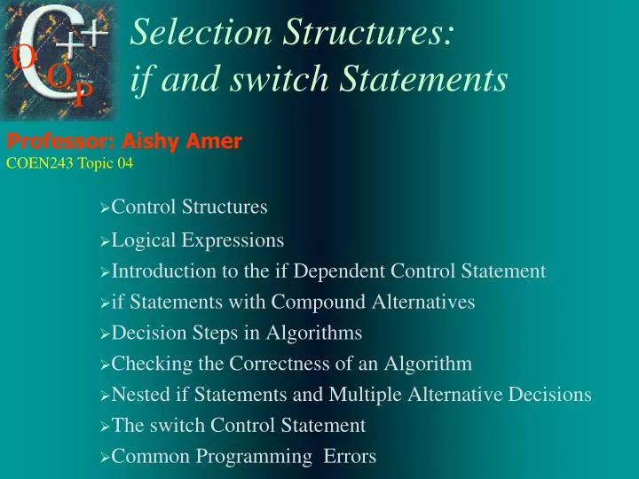 selection structures if and switch statements