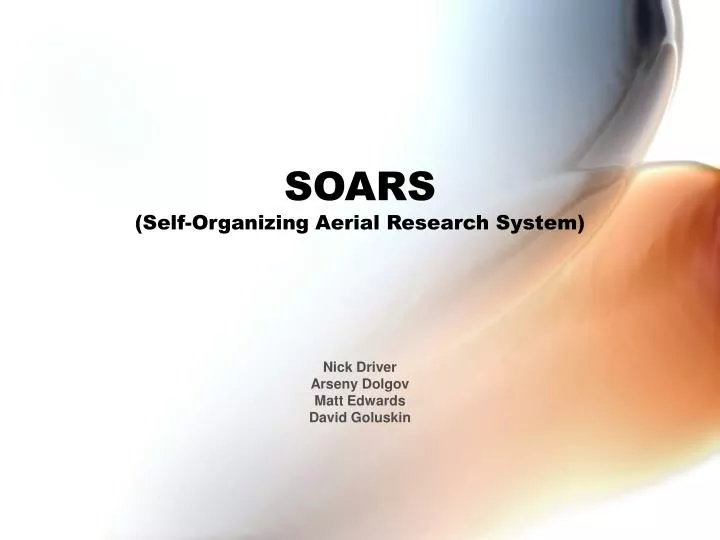 soars self organizing aerial research system