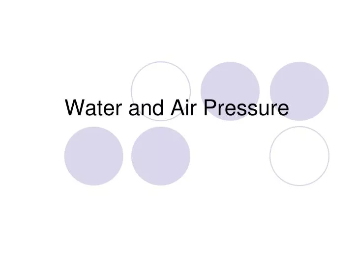 water and air pressure