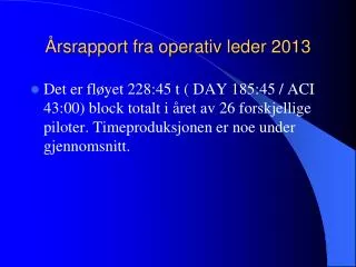 rsrapport fra operativ leder 2013