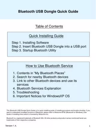 Bluetooth USB Dongle Quick Guide