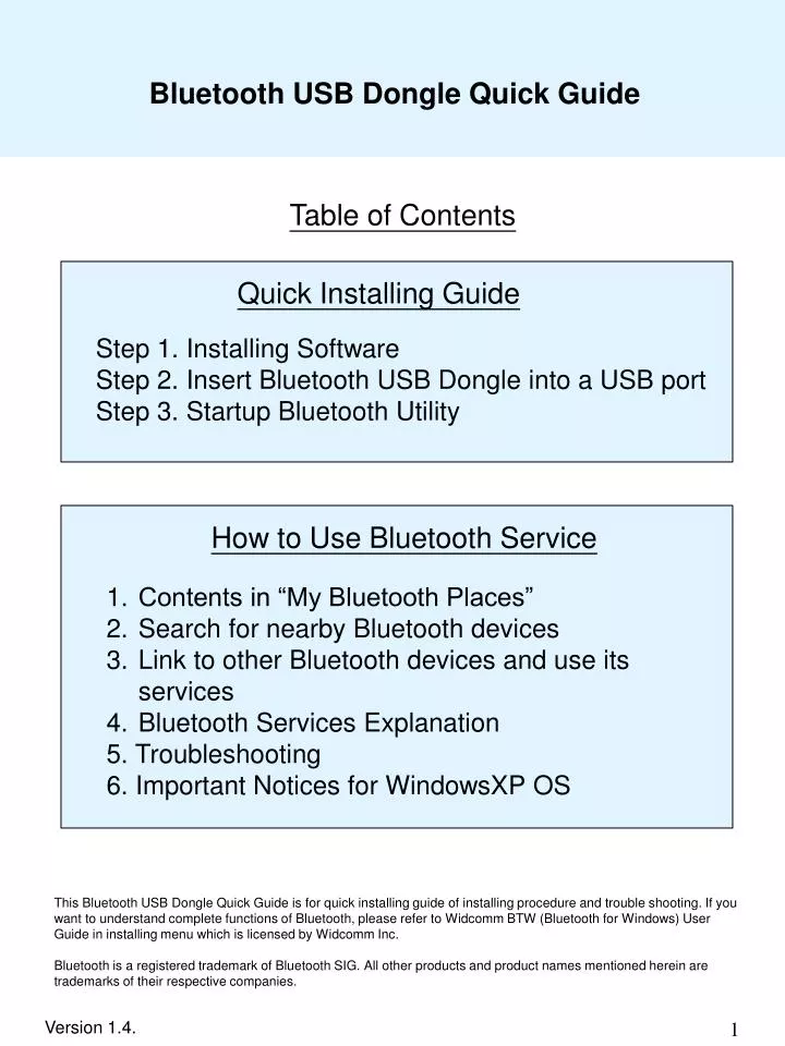 bluetooth usb dongle quick guide