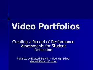 Video Portfolios