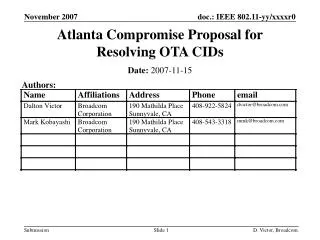 Atlanta Compromise Proposal for Resolving OTA CIDs