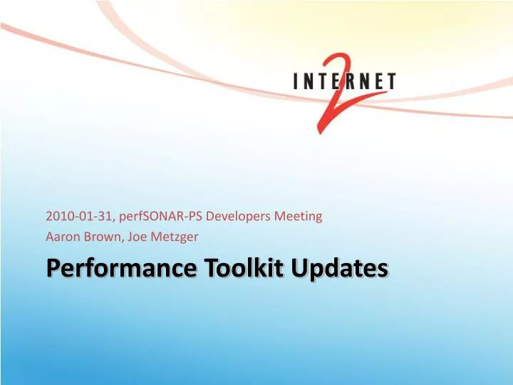 performance toolkit updates