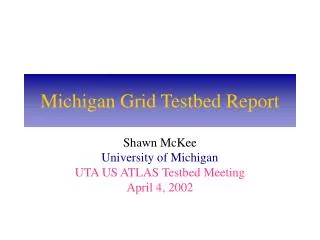 Michigan Grid Testbed Report