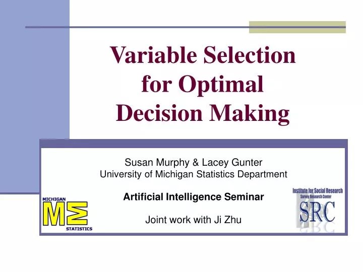 variable selection for optimal decision making